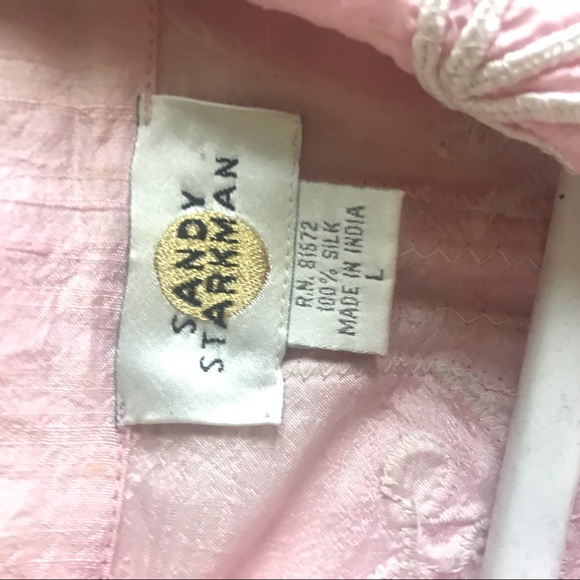 Sandy Starkman Silk Embroidered Beaded Jacket Pink L - Picture 12 of 13